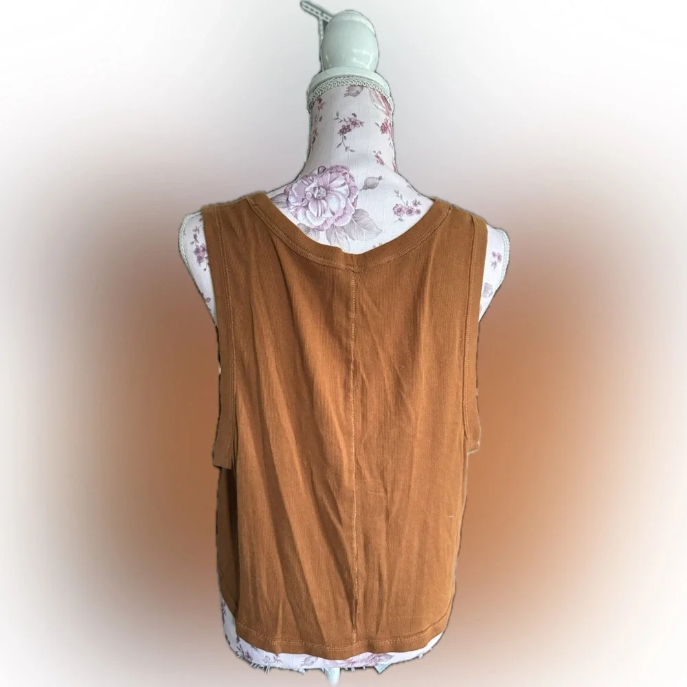 Free People Brown V-Neck Tank Top - Picture 3 of 4